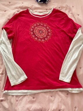MADE FOR LIFE Dark Pink and White Long-Sleeve Top